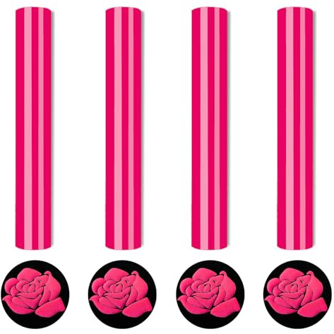 Transferfolie Plotter Puff, 3D Plotterfolie Textil, Pink Puff Vinylfolie Plotter Wärmepresse, Aufbügeln HTV Vinyl für T-Shirts DIY Kleidung Bastelbedarf, 4 Blätter 10”X12”(30.5X25cm)