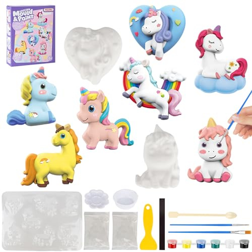 YAOZUP Enfant Moulage et Peinture Kit, Activites Manuelles pour Enfants, Figurines en Plâtre à Mouler et à Peindre, Moulage de Plâtre Enfants, Jouets de Bricolage Créatifs à Partir de 6 Ans