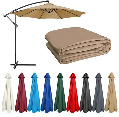 Ersatzbezug Ersatz Überdachung, Regenschirm Ersatz Marktschirm Ersatztuch, Rund 2.0m/2.7m/3.0m 6rippen/8rippen, UV50+ Wasserdicht, Terrassenschirm Überdachung Sonnenschirm Bespannung(Color:Khaki,Size: