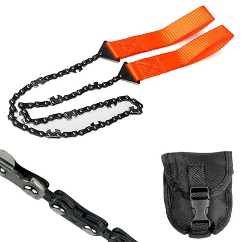 Pocket Chainsaw, Portable Pocket Chainsaw Folding Chain Hand Saw with Storage Bag for Camping Outdoor Hiking Hunting Cutting Wood