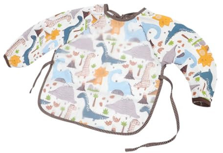 MERRYHAPY Baumwolle Wasserdichtes Teelätzchen Für Kleinkinder Lange Ärmel Für Füttern Und Zahnen Mit Buntem Dinosaurier- Für