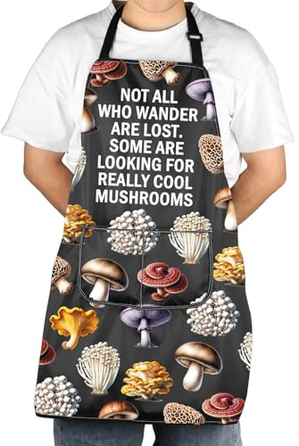 Funny Mushroom Gift Mushroom Apron With Pockets Mushroom Lover Gifts Chef Cooking Mushroom Agaric Waterproof Apron