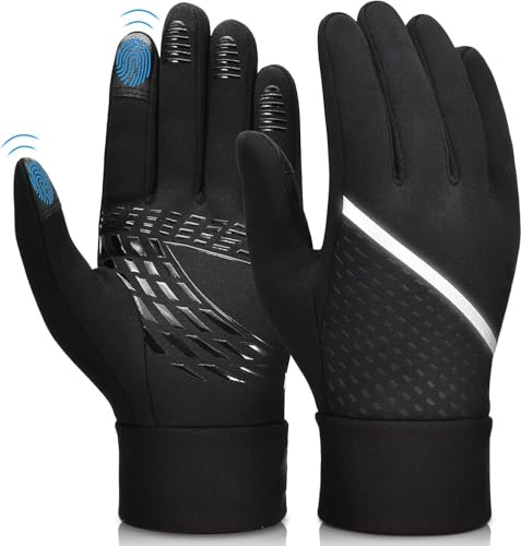 Guanti invernali caldi antiscivolo per touchscreen, antivento e resistenti all'acqua, guanti termici da ciclismo, per uomini e donne, per passeggiate, equitazione, guida, ciclismo (nero, M)