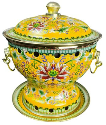 OYWEHECE Einzelne Person, Kleiner Kupfertopf, Alter Pekinger Kleiner Dicker Kuh-Hot Pot, Chinesischer Traditioneller Cloisonné-Hot Pot, Kommerzieller Alkoholanteil, Roter Kupfer-Hot Pot,D
