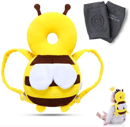 FANWINKJ Baby Head Schutzpolster, Verstellbarer Fallschutz Kleinkind Sicherheitshelm, Fallschutz Kleinkind Kopfschutz mit Knieschützern für 6-24 Monate