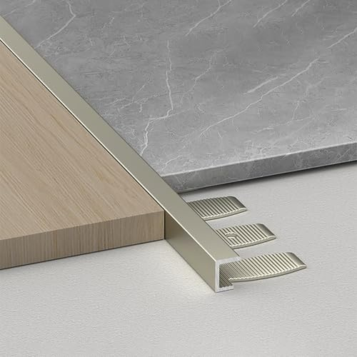 Raouoae Abschlussleiste 135cm 2 Stück Biegbares Abschlussprofil Aluminium Eloxiert C-Form Profil Fliesenkanten Schutz Einfassprofil Für Kreative Fliesenverlegung(Sekt,Hoch: 5.5mm)