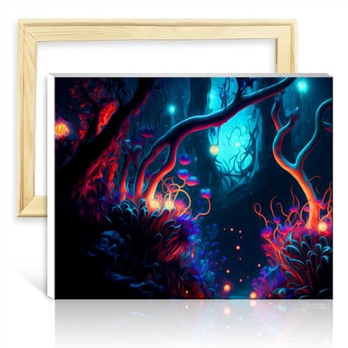 TANGFEIY Ölgemälde, Malen nach Zahlen-Set „Wald“, für Erwachsene/Kinder/Anfänger, mit Pinseln und Acrylfarbe für Eltern-Kind-Zeit, ohne Rahmen (50 x 65 cm)