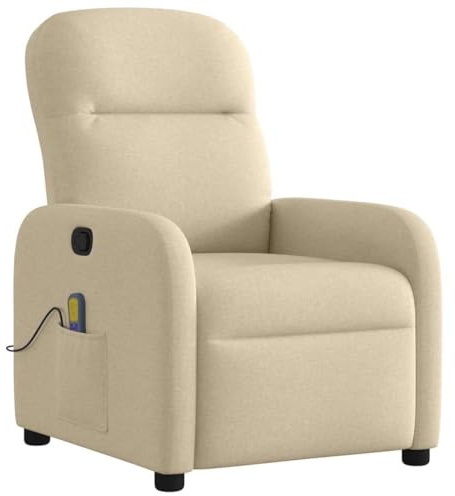 vidaXL Massagesessel Creme Stoff, Massage TV-Sessel, Sessel mit Massagefunktion, Fernsehsessel, Massage Fernsehsessel, TV-Sessel, Sessel, Ruhesessel