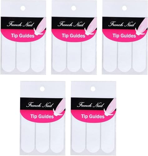 5 Sheets 240 Pcs White French Manicure Nail Art Stickers Strips, Guide Stickers Moon Shape Design Self-Adhesive Nail Sticker Tips for Manicure Decoration DIY Tools Stickers and Decals