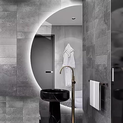 Specchio da bagno intelligente con luci a mezzaluna Specchio cosmezzaluna LED Specchio da parete oscurante antiappannamento per soggiorno bagno camera da letto ingresso (colore: dimensione di taglio