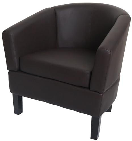 Mendler Lounge-Sessel HWC-O17, Sessel Clubsessel Cocktailsessel, FSC®-Zertifiziert Kunstleder - braun