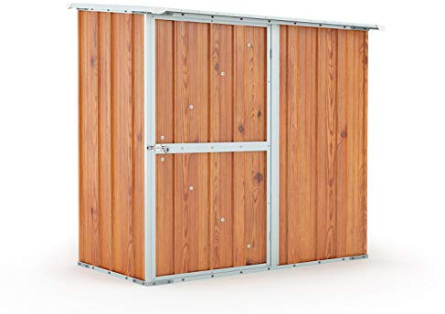 Casetta da Giardino in Lamiera box in acciaio zincato misura 174 x 100 cm x 182 cm di altezza - 43 kg - 1.74 mq (Effetto Legno)