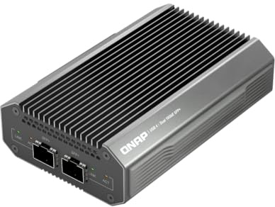 QNAP QNA-UC10G2SF Adattatore di rete USB 4 Type-C a doppia porta 10GbE SFP+, compatibile con porte USB 4 e Thunderbolt 3/4