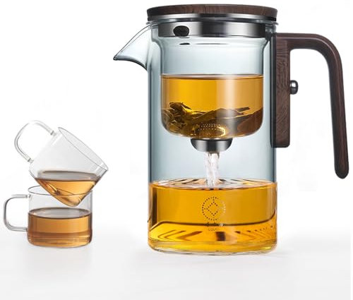 Enchantitea Théière magique en verre avec passoire 520 ml Gris Enchanti Tea Sorcellerie Parfait pour les amateurs de tisane Comprend 2 tasses à thé
