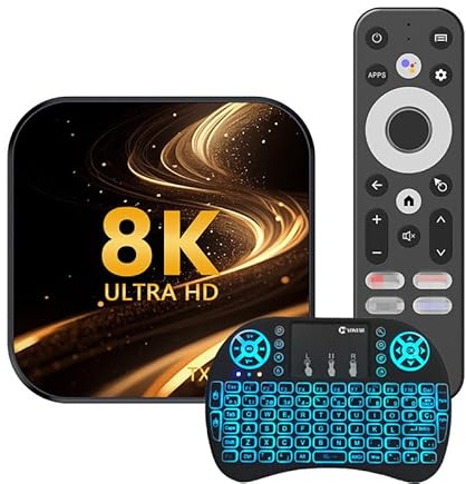 CHROX Smart TV Box Android 13.0, CPU Quad Core RK3528, WIFI6 Integrato E Dual Wi-Fi 2.4G+5G, BT 5.0 LAN Ethernet con Mini Tastiera Wireless Retroilluminata,4gb+32gb