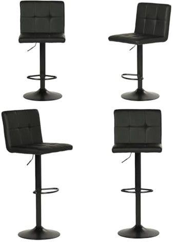 ZECIIYE Barhocker 4er Set Höhenverstellbar,Barstuhl mit lehne,Polsterhocker Küchenstühle mit Rückenlehne Fußstütze,360°Drehbar,Rutschfestes Metallfuß,für Küchen,Restaurants,Zuhause und Bars,Schwarz