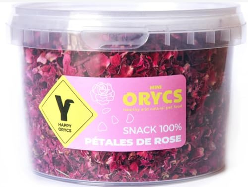 ORYCS Snack Pétales de Rose 100% Naturel, Complément Alimentaire pour Lapins, Rongeurs, Oiseaux et Reptiles Herbivores, 50g