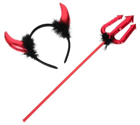 SUPVOX Fascia per Chioma Corna da Diavolo per Halloween Set 2 Pezzi Rosso e Nero, Cerchietto Comodo e Resistente per Costume di Halloween, Accessorio per Travestimenti e Giochi di Ruolo