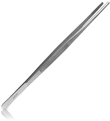 May Pinza da Cucina 30 cm Acciaio Inox - Pinzette Professionali Cucina e Barbecue, Punta Dritta, Inossidabile, Lavabile Lavastoviglie, Ideale per Girare, Servire, Impiattare
