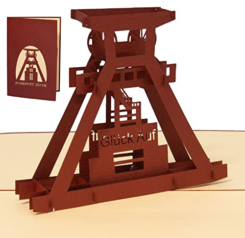 LINPOPUP®, POP UP 3D Karten, Grußkarten Ruhrgebiet, Zeche Essen, Grußkarten Ruhrpott, Bergbau, Weltkulturerbe, Grußkarten Förderturm, N170