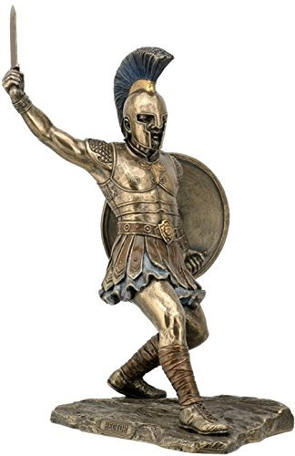 30 cm große Hektorfigur mit Schwert und Schild, kaltgegossene Bronzefigur
