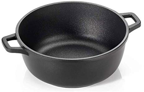 Home Grand Chef Casseruola Antiaderente con 2 Manici, Alluminio Pressofuso, Nero, 24 cm