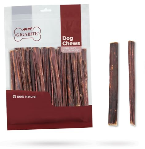GigaBite Beef Esophagus Dog Treats - Natural Gullet Sticks for Dogs, High Protein Single Ingredient Dog Chews, Rawhide Free Dental Dog Treats for All Dog Breeds - Sticks (6 Inch), Pack of 35