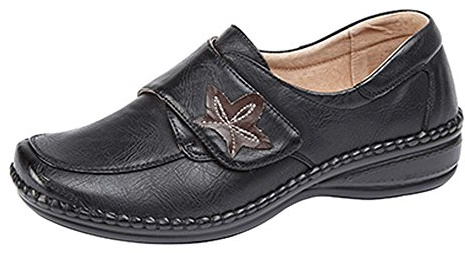 Womens Ladies Extra Wide EEE Fit Velcro Casual Shoes Size 3 - 8 BLACK