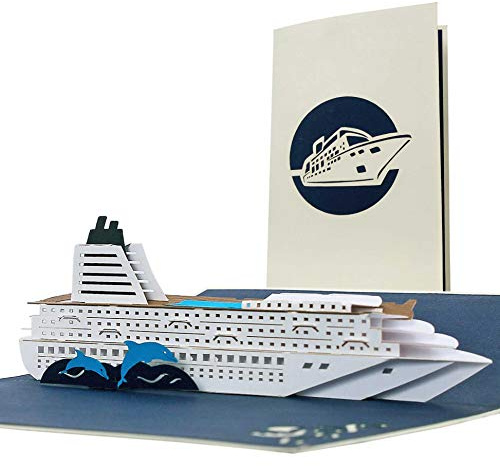 Diese-Klappkarten Schöner Reisegutschein, Geburtstagskarte für Kreuzfahrt, Kreuzfahrtschiff, Grußkarte, Geschenkkarte Schiffsreise oder Reise ans Meer, edel, klassisch, T16