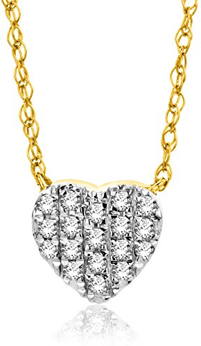 OROVI Kette - Halskette Damen Kette Gelbgold 18 Karat / 750 Gold mit Herz Diamant Brilliant 0,09 ct