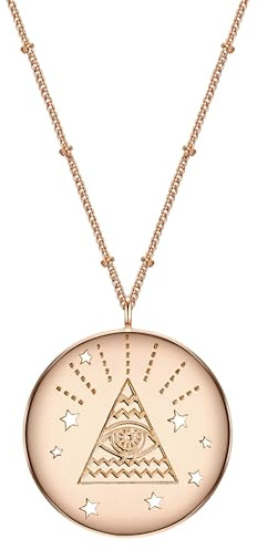 GLANZSTÜCKE MÜNCHEN Damen-Kette mit Anhänger Allsehendes Auge Sterling Silber rosévergoldet 50 + 5 cm - Silber-Kette mit Symbol