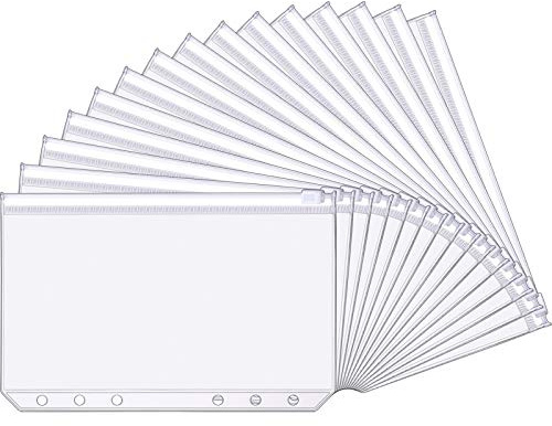6 Löcher Binder Taschen Kunststoff Binder Reißverschluss Ordner Wasserdicht 6 Löcher Reißverschluss Loose Blatt Taschen für Dokumente Notizbücher Karten (15 Packunen)