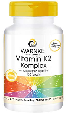 Vitamine K2 Gélules - 1250mcg - MK4 et MK7 - végétalien - 100 Gélules | Warnke Vitalstoffe - Qualité des pharmacies allemandes