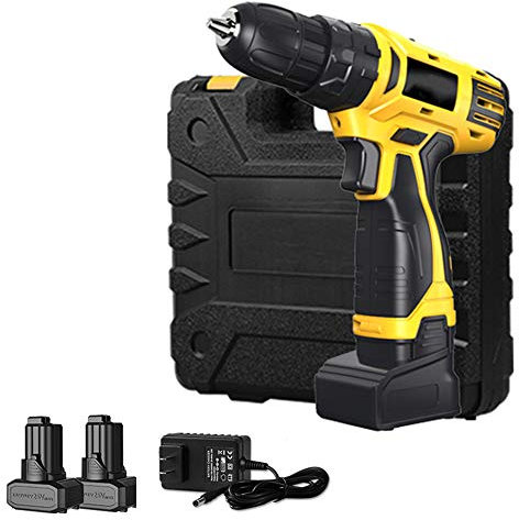 24V Pilote de Perceuse sans Fil Professionnel avec Batterie Li-ION 2pcs 1500mAh, Chargeur Rapide 1 Heure, 2 Vitesses Tournevis électrique Compact