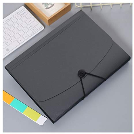 liangzishop Dokumenten Mappen Kunststoff-Dateiordner A4 Größe Portable Document Halter 12 Taschen-Griff aus Kunststoff Expanding Akkordeon Folders (blau, grau, schwarz) Sammelmappe (Color : Gray)