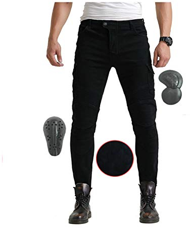 Motorrad-Reithose Für Herren Motorradjeans Im Winter Verdickt Und Warm, Absturzsicherung Geeignet Für Männer Und Frauen, Geeignet Für Outdoor-Sportarten (7 Größen, 2 Farben),Upgraded black,XXXL