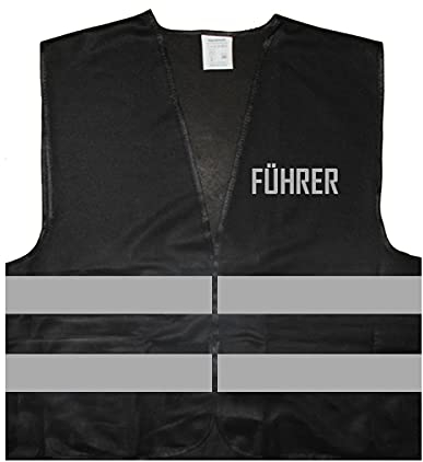 Warnweste - Signalweste - FÜHRER - Warnweste mit reflektierendem Aufdruck - Größe XXL / 3XL, Schwarz