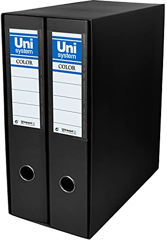 Unisystem 92329. Módulo de 2 Archivadores de Palanca 65mm, Color Negro, Formato A4
