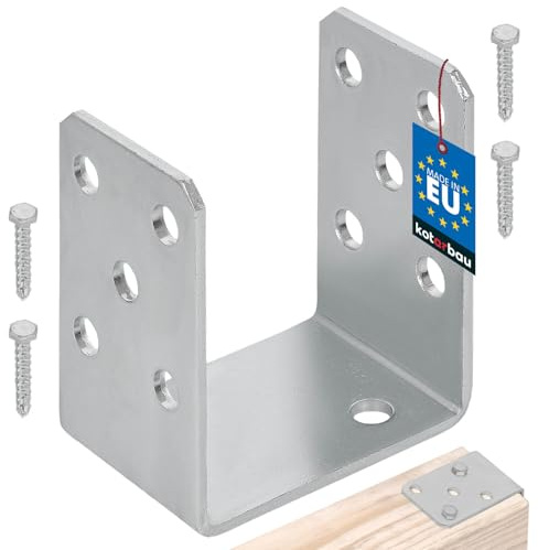 KOTARBAU® U-Pfostenträger zum Aufschrauben 80 mm Silber Feuerverzinkt Die perfekte Lösung für die Verbindung verschiedener Elemente