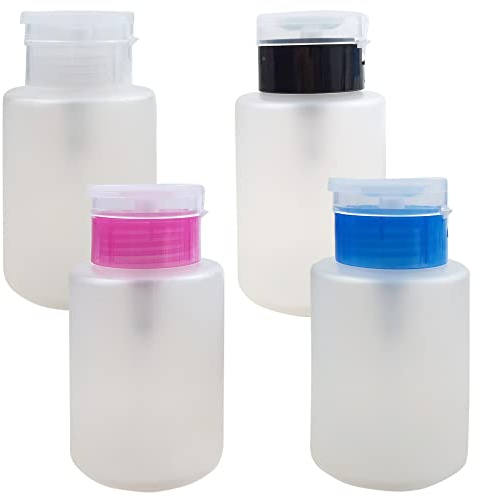 Dispenser Pumpflasche,4 Stück 150ml Nagellackentferner Flasche Transparent Drücken Pumpspender Leer Plastikflasche Flüssiger Flaschen Behälter Reiseflasche für Entferner Nagellackentferner