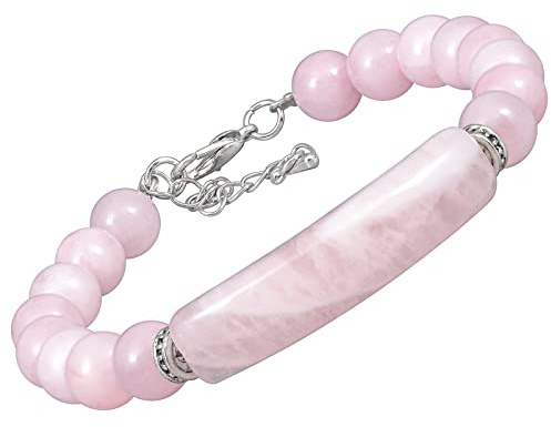 KYEYGWO 8 mm Kristall Perlen Armband für Damen, Einstellbare Stein Armbänder Frauen Link-Armband mit Rechteckig Heilstein, Chakra-Armband Glück Schmuck für Reiki Heilung, Meditation, Yoga