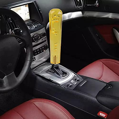 Torcarvh Schaltknauf Crystal Diamond Automatischer Schaltknauf Auto Leuchtender modifizierter Pollerkopf Passend für die meisten automatischen manuellen Fahrzeuge (Gelb, 30 CM)