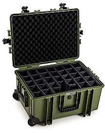 B&W Transportkoffer Outdoor - Typ 6800 Bronze-Grün - mit variabler Facheinteilung, Trolley Koffer, ideal auf Tour - wasserdicht nach IP67 Zertifizierung, staubdicht, bruchsicher und unverwüstlich