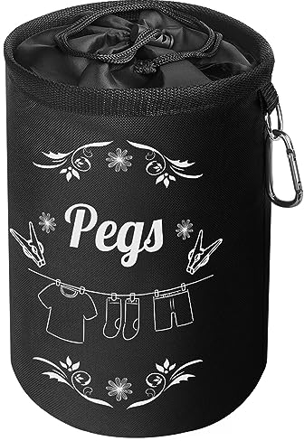 Vicloon Wäscheklammer Beutel Aufhängen, für bis zu 150-200 Wäscheklammern, Großer Wasserdicht Wäscheklammerbeutel mit Zugkordelverschluss für Indoor Outdoor Pegs Lagerung verwenden-mit Worten