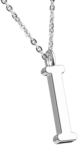 Taffstyle Damen Herren Kinder Halskette Kette mit Buchstaben Anhänger Minimalistisch Modern Silber Buchstabe I