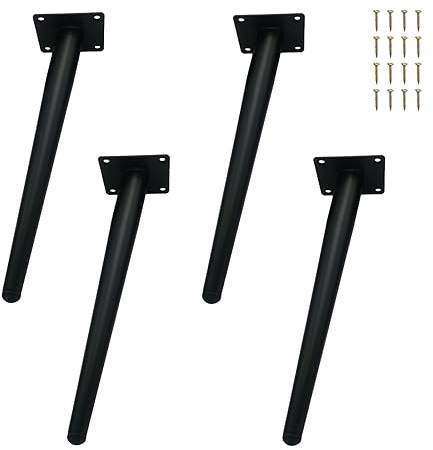 iMeshbean Möbelfüße Schräge Tischbeine, 4 Stück 30cm Metall Schwarz Möbelbeine DIY Füße für Möbel, Tischfüße Möbelfuss für Schrank Sofa Couchtische Esstisch (30CM, Cooles Schwarz)