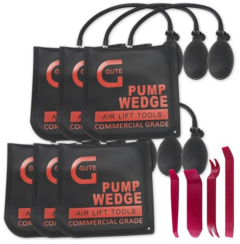 Gute Air Wedge Bag Pump, Strong Commercial Grade Air Wedge Bag Pump Professional Leveling Kit & Alignment Tool Bag in the Popular Medium Size (6 Pack)