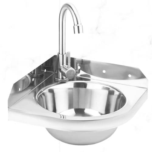 Klein gewerbliche spüle,Dreieckiges Waschbecken aus Edelstahl 304,Spültisch Edelstahl Outdoor Spülbecken,Garagen-Waschbecken,outdoor garten campimg spüle,Handwaschstation,Geeignet für Küchen und Bars