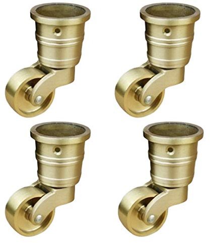Lenkrolle, Lenkrolle, Lenkrolle mit Bremsen, Lenkrollen aus massivem Messing, antike runde Lenkrolle, Lenkrolle, Möbelrolle, for Klavierfüße, Sofas, Tische, Tragfähigkeit 150 kg, mit Schrauben, 4er-Se