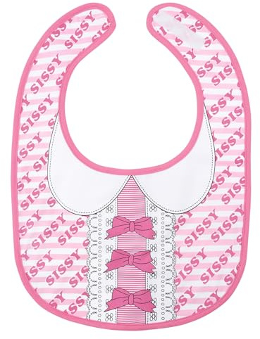 LittleForBig Bavoir en coton imperméable imprimé pour adulte avec fermeture Velcro réglable – Pretty in Pink Sissy Bib, rose, taille unique